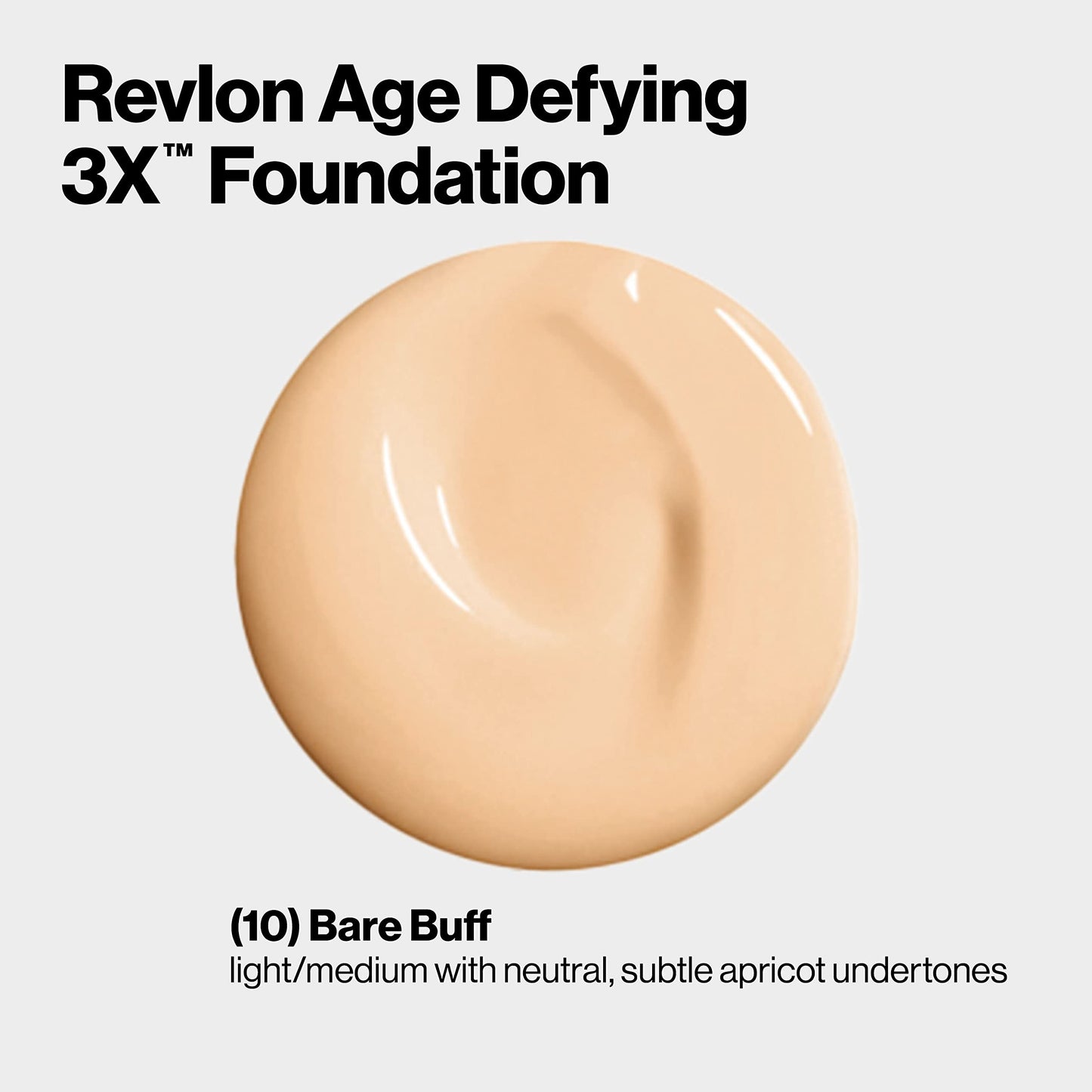 Revlon Liquid Foundation, Age Defying 3XFace Makeup, Anti-Aging and Firming Formula, SPF 20, Longwear Medium Buildable Coverage with Natural Finish, 010 Bare Buff, 1 Fl Oz