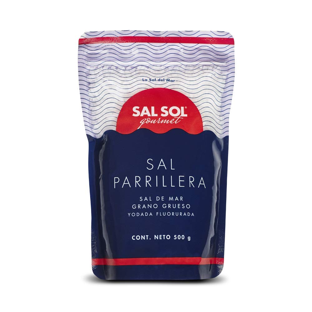 Sal Sol - Sal Parrillera, Natural Coarse Grained Mexican Yucatecan Sea Salt for Grilling and BBQ, 500 grams (Pack of 1)