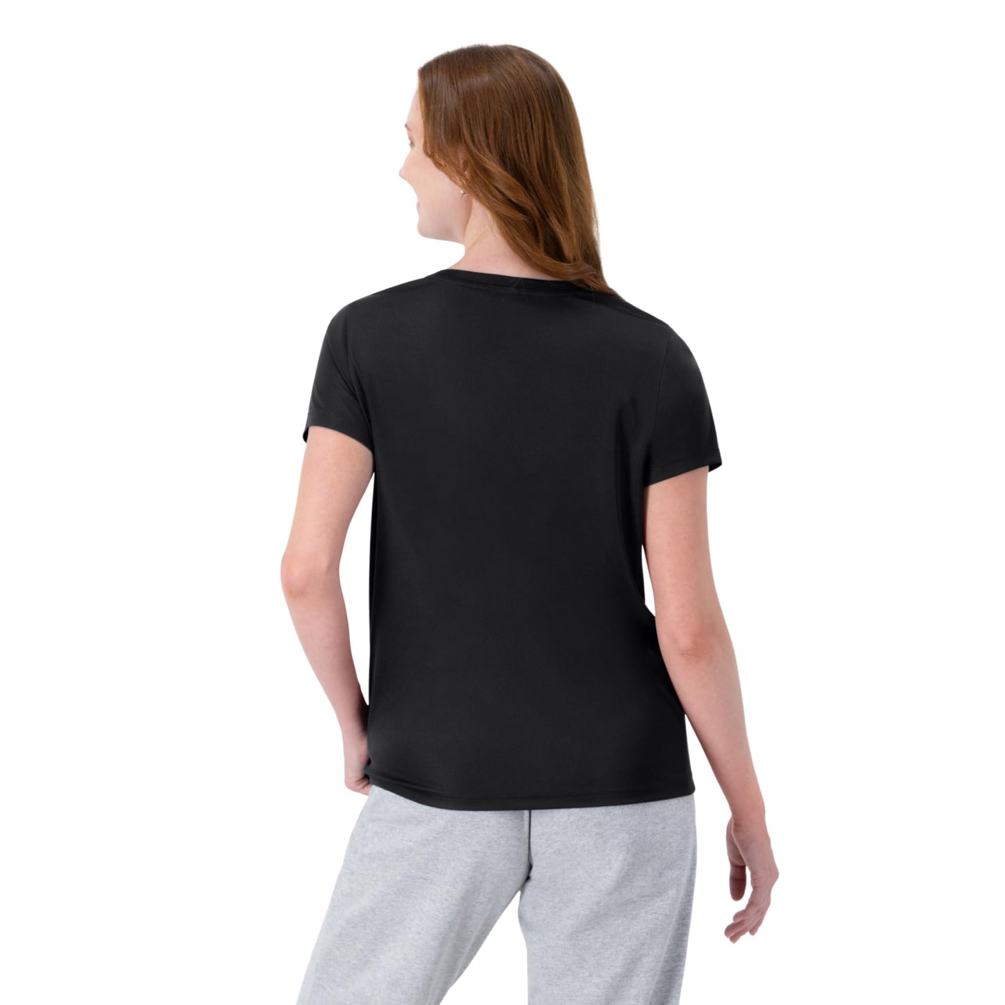 Hanes Women's Cool Dri Performance V-Neck T-Shirt, Moisture-Wicking Short Sleeve Tee, 40+ UPF Protection, 1 Or 5 Pack, Black, Large
