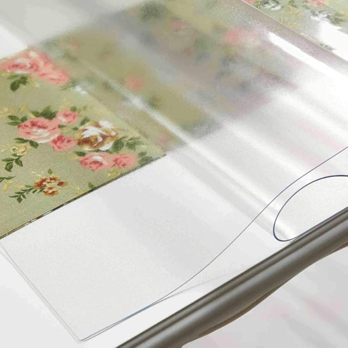 NECAUX Custom 35.4 x 59 Inch Frosted Table Cover Protector, 1.5mm Thick Plastic Waterproof Heavy Duty Desk Pad Non-Slip Tablecloth Protector for 5ft Coffee Table, Sofa Table, Media Stand, Countertop