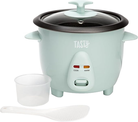 Tasty Mini Rice Cooker with Removable Nonstick Bowl and Auto Keep Warm Function, Great For Soups, Stews, Grains and Oats, 6 Cups Cooked (3 Cups Uncooked), 1.5-Quart, Aqua