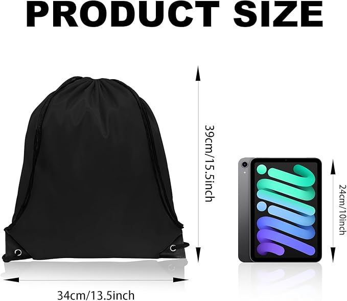 GoodtoU Drawstring Bags, Drawstring Backpack Nylon Backpack Draw String Bags Pack Bulk Cinch Sack Drawstring Gym Bag Drawstring Backpack for Sport, Traveling, Team (Black, 60Pcs)