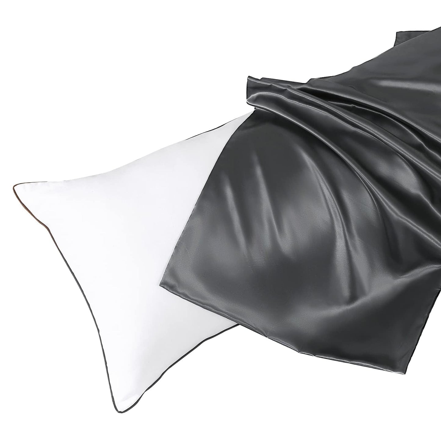HUXMEYSON Body Pillow with Satin Pillowcase, Cooling Body Pillow for Adults, Removable Cover, Grey (20"x54")