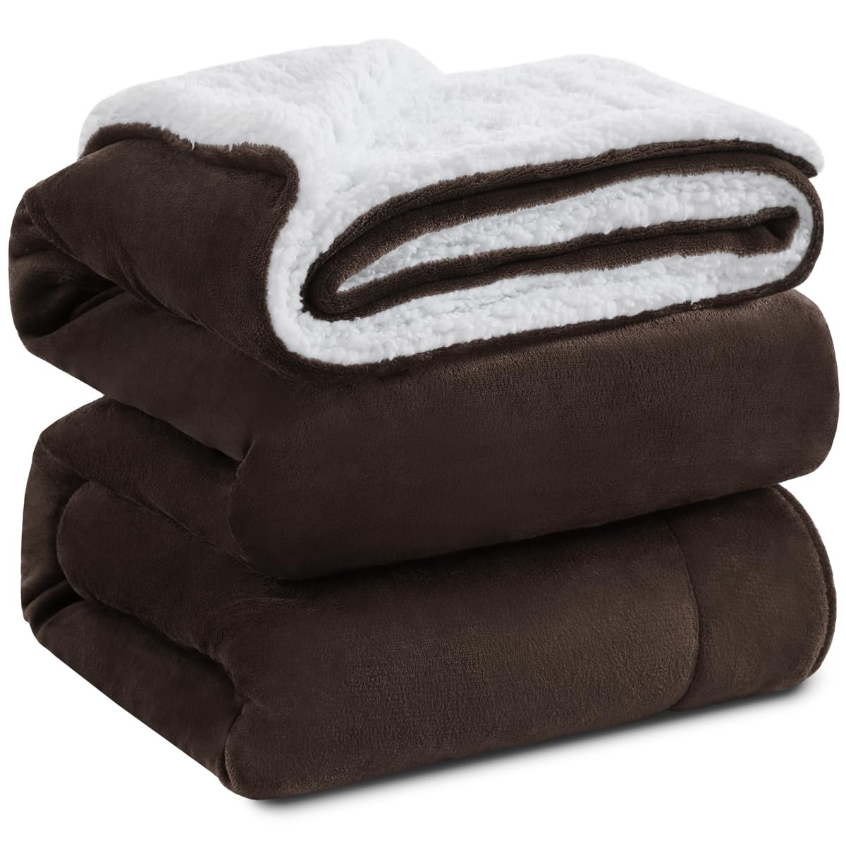 KAWAHOME Sherpa Fleece King Size Blanket for Bed - Extra Warm and Heavy Thick Blankets for Winter, Super Soft 500GSM Plush Blanket, 108" X 90" Brown