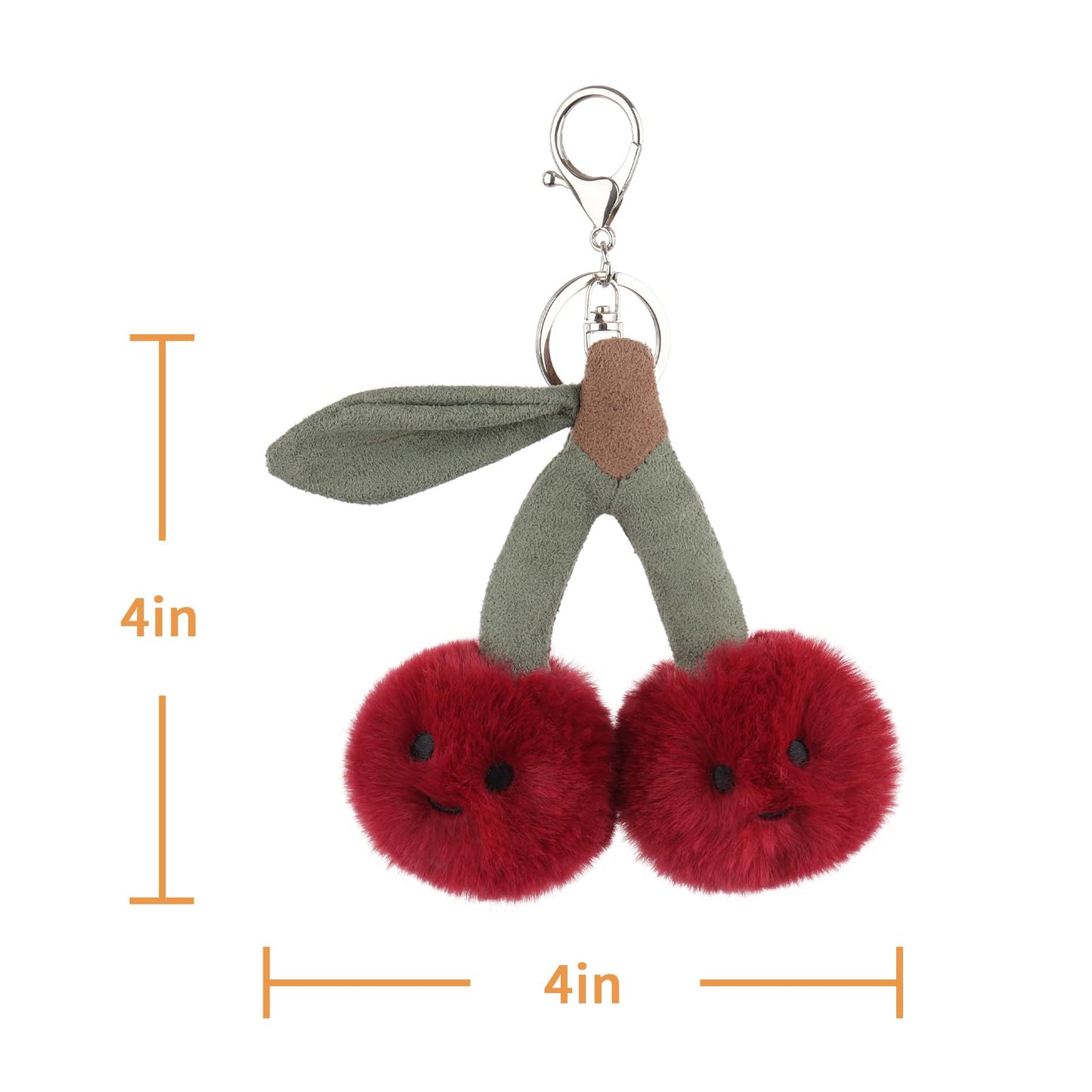 Apricot Lamb Cherry Cute Keychain, Soft Stuffed Plush Keychain Toys for Kids' Backpack Purse, Red