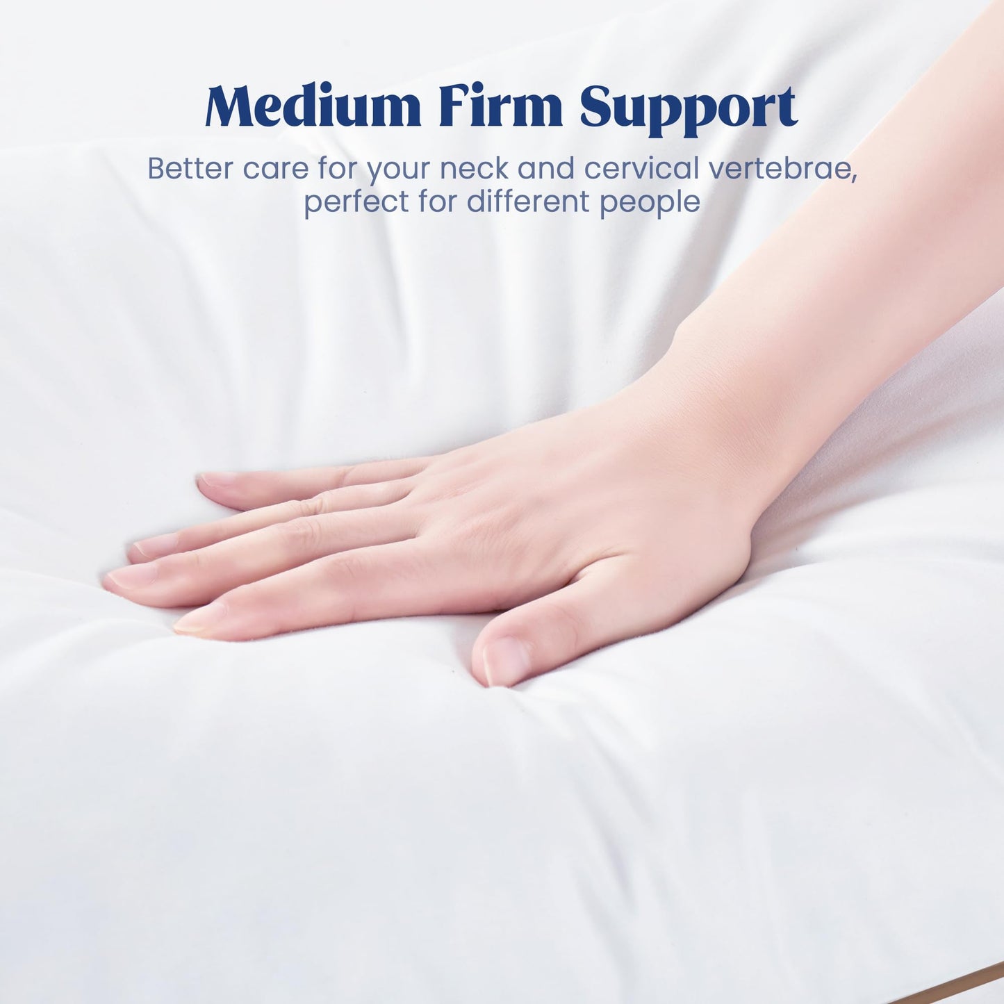 puredown® Goose Feather Down Pillows Queen Size Set of 2, Soft Fluffy Luxury Hotel Collection Pillow, 100% Cotton Cover, Medium Firm Bed Pillow for Back, Stomach or Side Sleeper.
