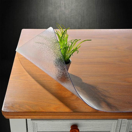 NECAUX 17 x 32 Inch Frosted Table Protector 1.5mm Thick Plastic Waterproof Desk Pad Table Cover Tablecloth Placemats for Dining Table Writing Desk Side Table End Table Night Stand