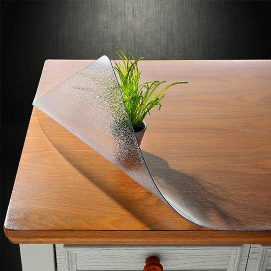 NECAUX Custom 44 x 56 Inch Frosted Table Cover Protector, 1.5mm Thick Plastic Waterproof Heavy Duty Desk Pad Mat Non-Slip Tablecloth Protector for Coffee Table, Sofa Table, Media Stand, Countertop