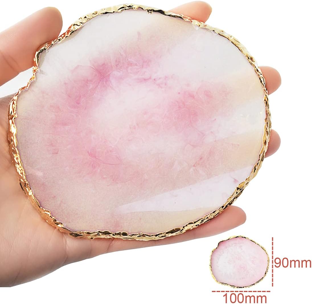 Resin Nail Art Palette, Nail Painting Mixed Color Palette, Gilded Edge Nail Gel Color Makeup Display Board Pallet (Pink)