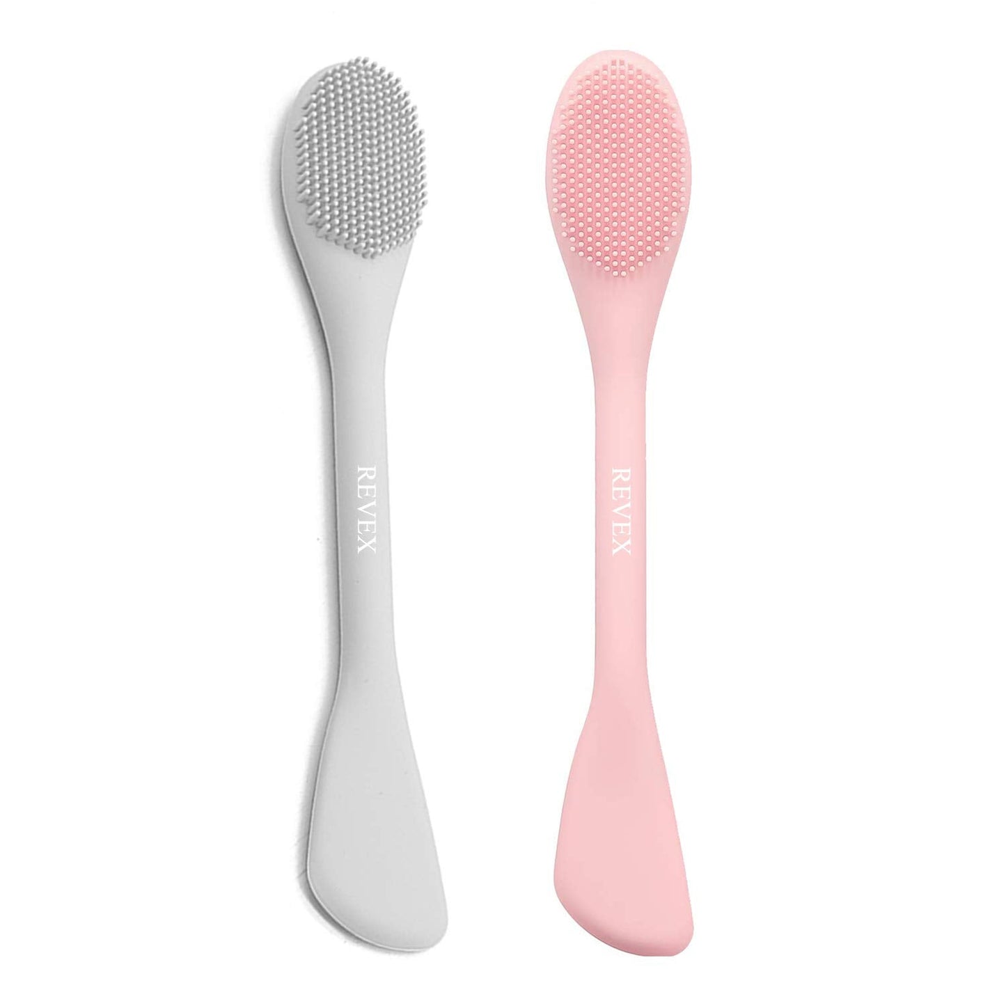 REVEX Silicone Face Mask Applicator,Face Scrubber,Pore Cleaning Brush,2Pcs Mask Applicator Tool for Facial Mud,Facial Cleansing Brushes for Makeup Skincare Removal.(Pink+Gray)