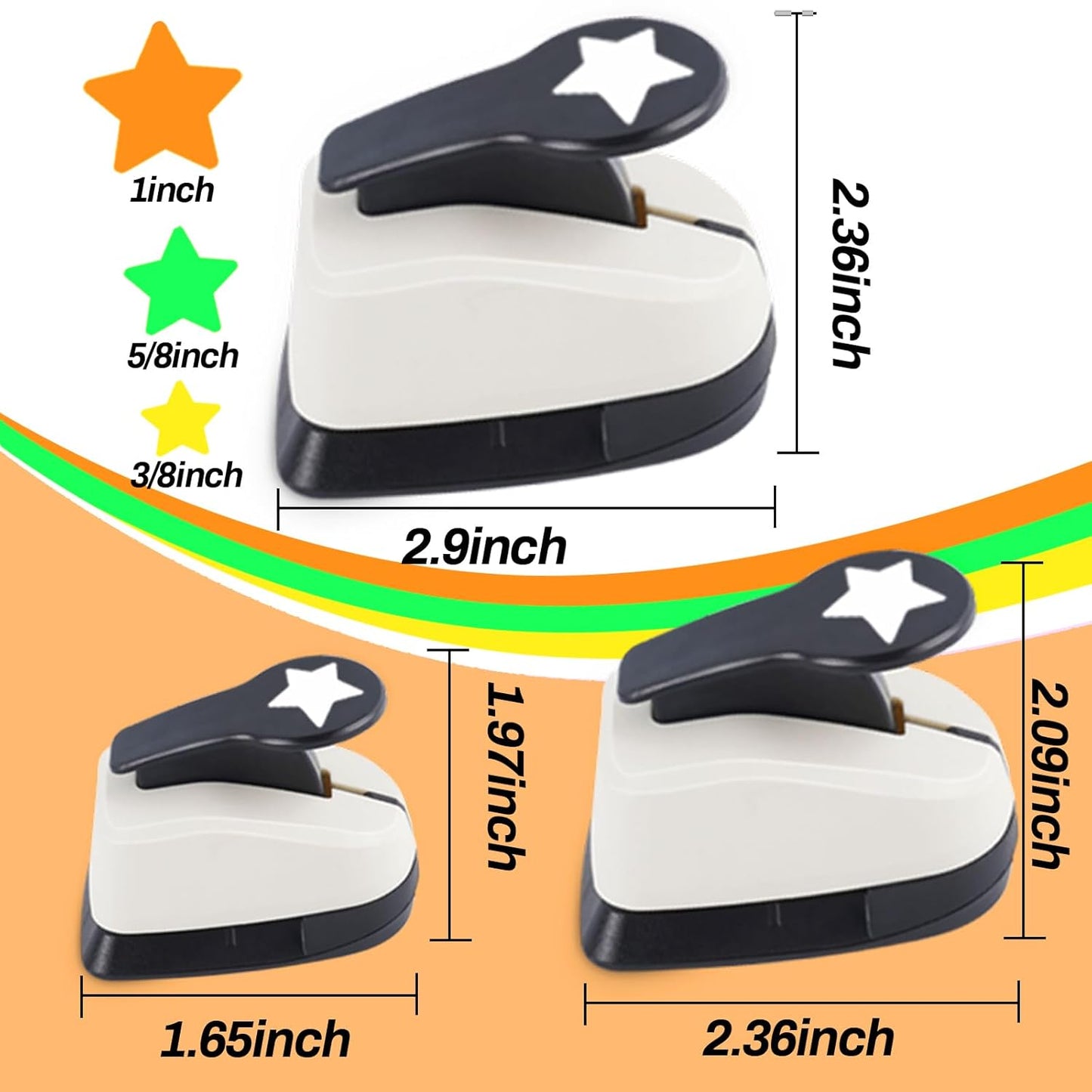 Star Hole Punch, Star Punch, Star Paper Punch, Star Hole Puncher, Star Puncher for Crafts, Star Lever Punch, 1 inch Craft Punch, 5/8 inch Hole Punch Shape, 3/8 inch Paper Punch for Crafting