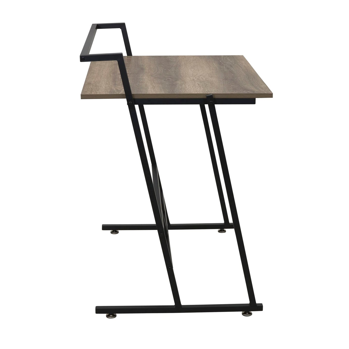 Household Essentials Jamestown Small Office Desk Ashwood Rustic Wood Grain and Black Metal