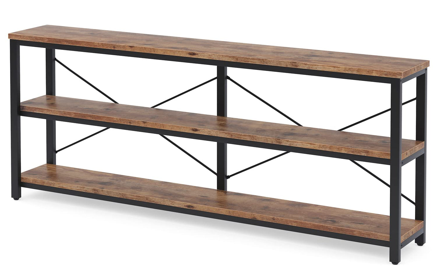 Tribesigns 71" Sofa Tables Extra Long Couch Table, Narrow Long Console Table, Entryway Table,Sofa Table with 3 Tiers Storage Shelves (Rustic Brown)