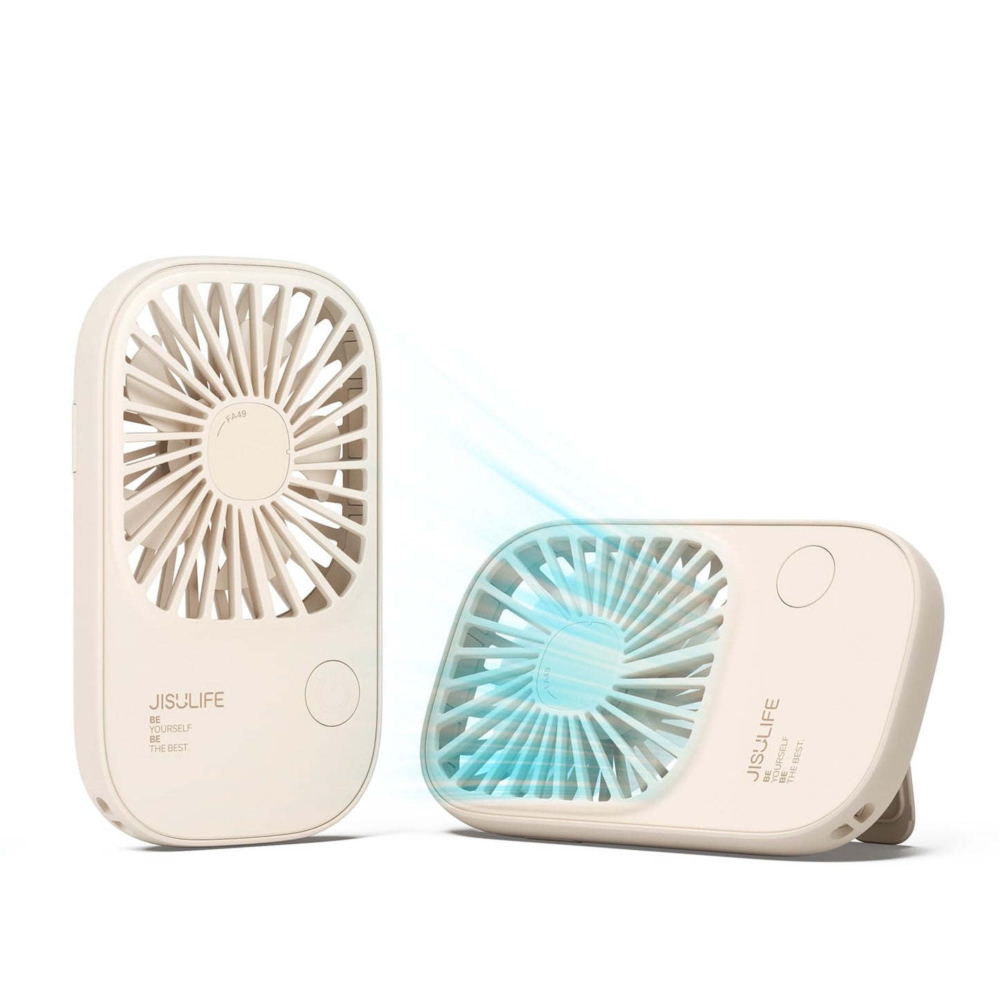 JISULIFE Handheld Mini Lash Fan with Bracket, Small Portable USB Rechargeable Personal Makeup/Eyelash Fan with 3 Speeds for Women Mom Girls Office Outdoor Travel Blue