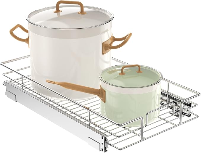 LOVMOR Pull Out Cabinet Organizer 9" W x 21½" D, Kitchen Cabinet Pull Out Shelves Slide Out Storage
