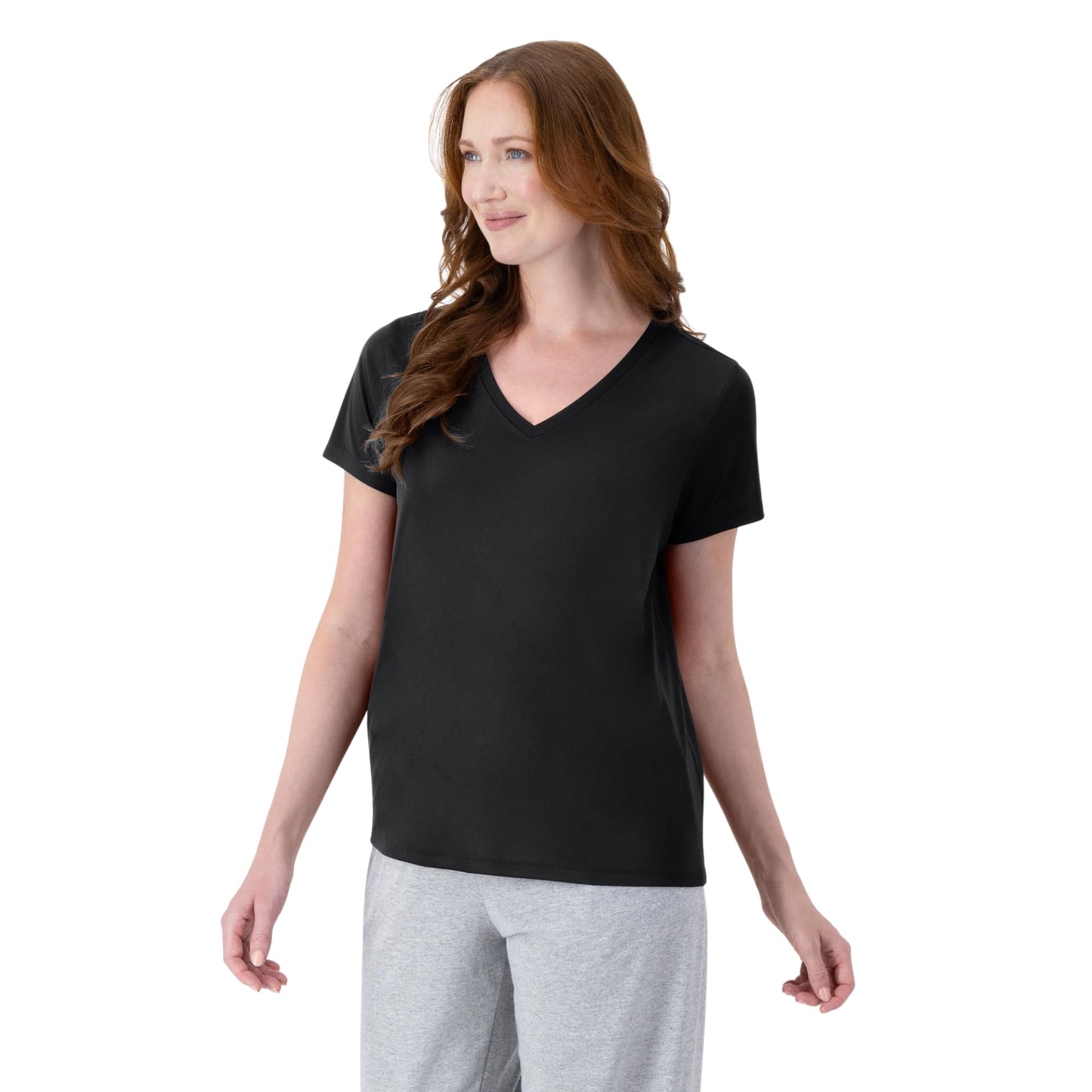Hanes Women's Cool Dri Performance V-Neck T-Shirt, Moisture-Wicking Short Sleeve Tee, 40+ UPF Protection, 1 Or 5 Pack, Black, Large