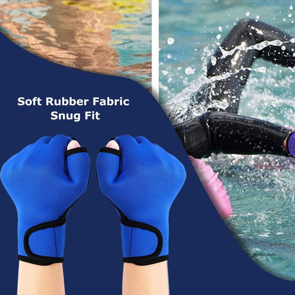 1 Pair Swimming Gloves Aquatic Swim Training Gloves Neoprene Webbed Gloves Fitness Water Resistance Glove for Men Women Children Unisex (Black, Medium)