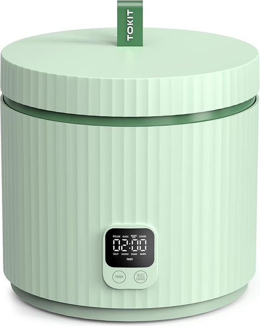 Compact Mini Rice Cooker Small Kitchen 3-Cup (Uncooked) / 6-Cup (Cooked), Non Stick Ceramic Inner Pot Rice Maker, 24H Timer Delay, Auto Keep Warm, 8 Functions Multicooker For Brown Rice, Steam, Soup