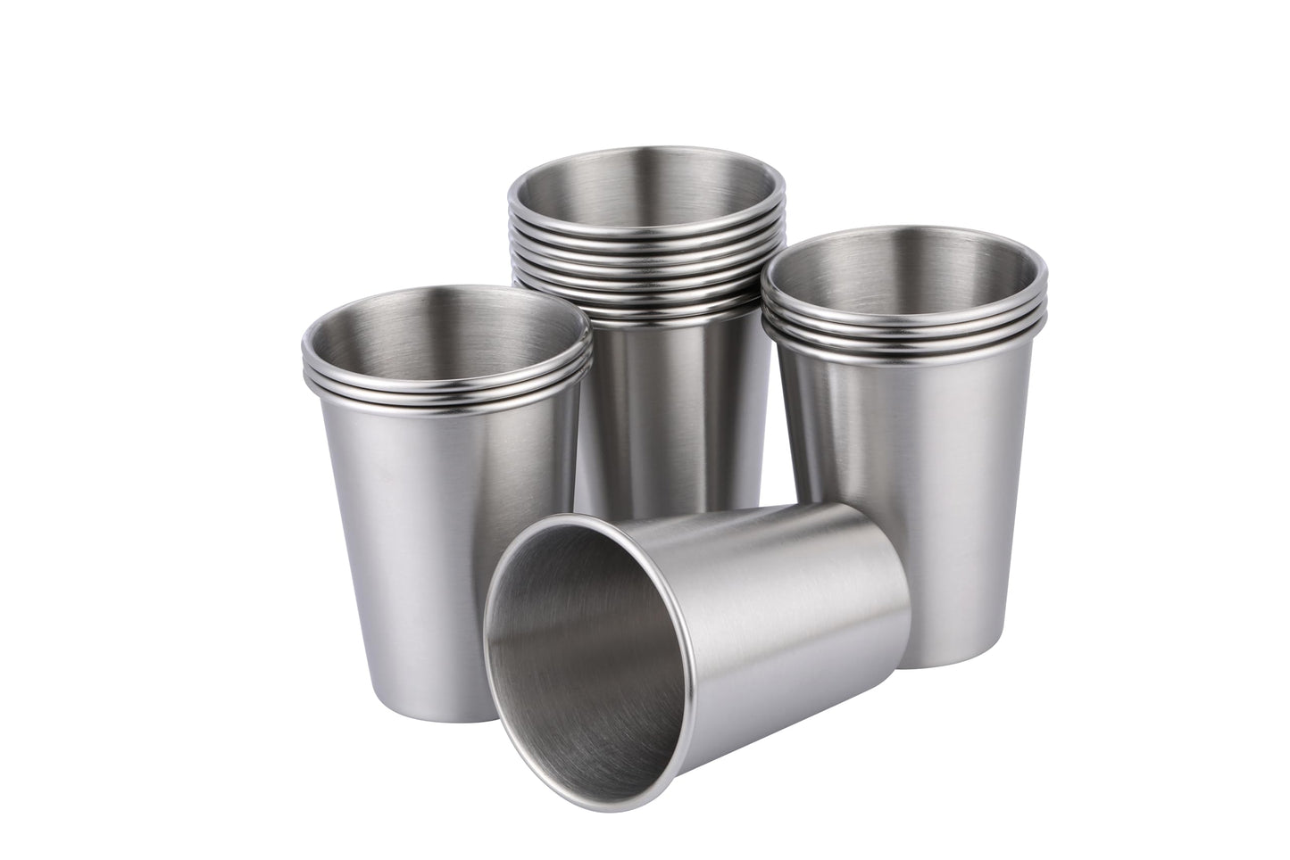 I-MART 16 Pack Stainless Steel Cups, 12 Ounces Pint Cup, Metal Cups for Drinking