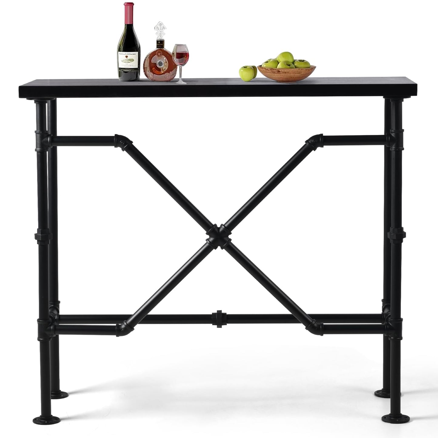 BOKKOLIK 41.3inch High Pub Table Industrial Rectangle Narrow Bar Table for Living Room Kitchen Vintage Console Table for Entryway Hallway Metal Pipe and Wood Design