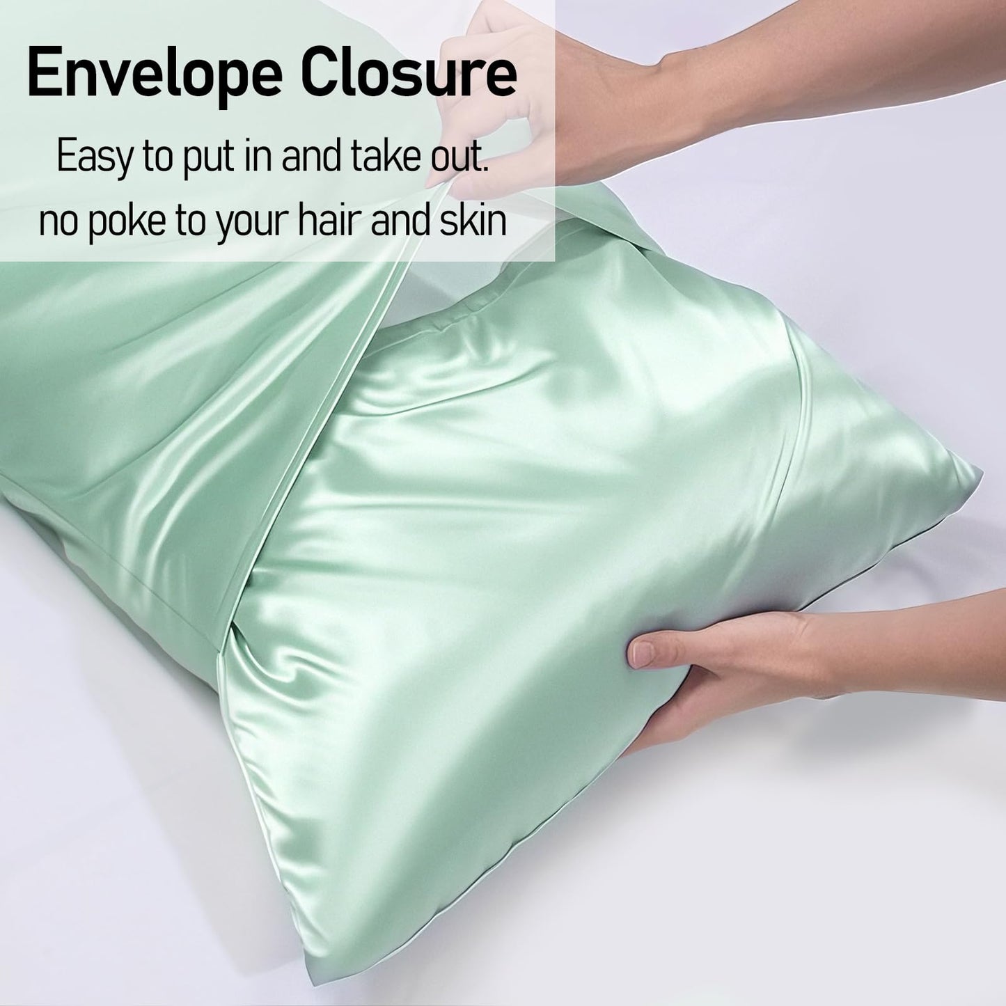 Cloele Stain Body Pillowcase-Green Breathable Smooth Body Pillow Cover with Envelope Closure,Silky Soft Cooling Long Pillowcase for Hair and Skin,21x 54inches
