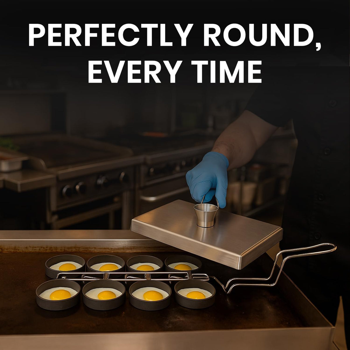 Rattleware Stainless Steel Egg Rings - Commercial-Grade, Even Cooking, Heat-Resistant Handle, Ideal for Frying Eggs - Durable & Trusted by Professional Chefs Worldwide (8 Ring Set)