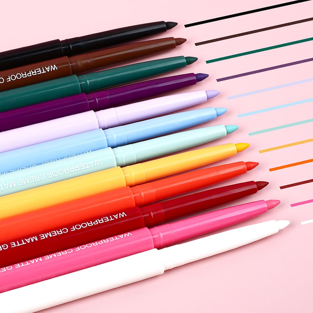 evpct Teal Eyeliner Pencils for Eyes, Light Green Matte Colored Eye Liner Pencil Makeup Waterproof Smudge Proof, Colored Gel Waterline Eyeliner Liquid, Face Eye Paint Stick Lipstick Halloween Makeup 6