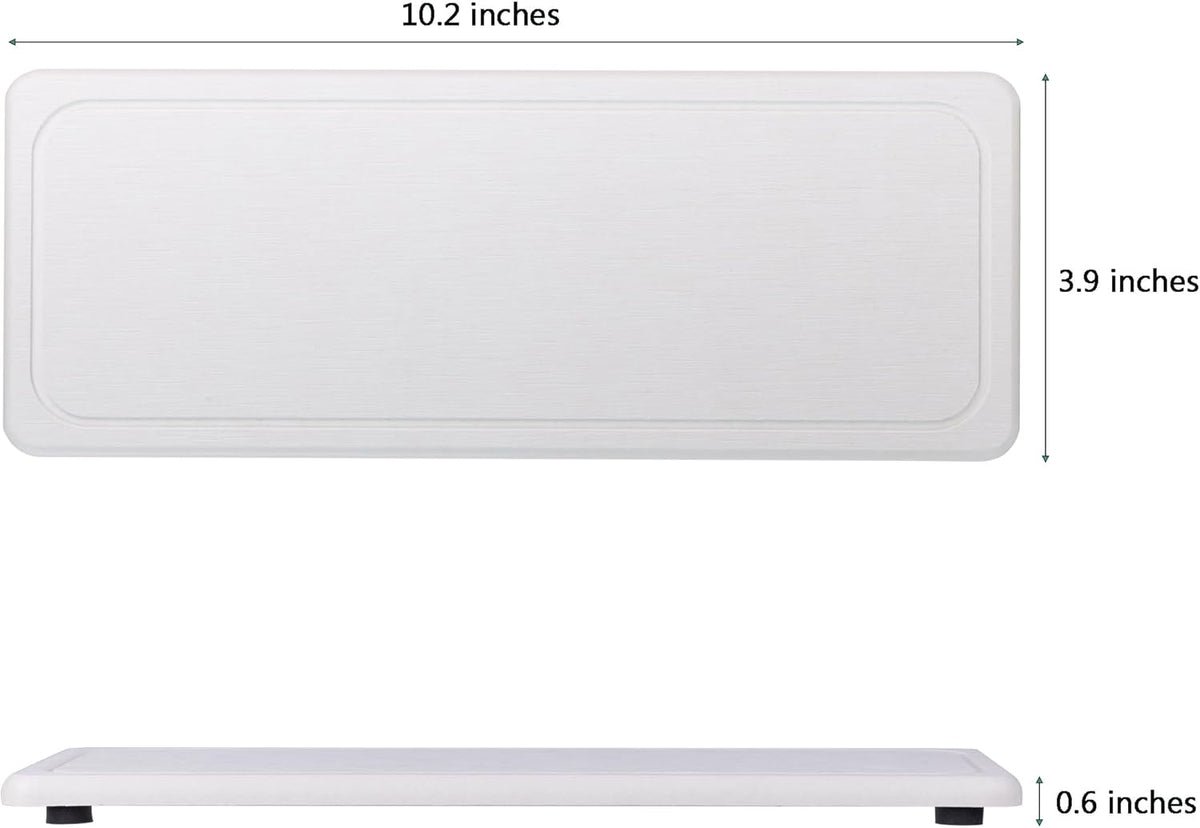2 Pcs Water Absorbing Stone Trays, Kitchen/Bathroom Sink Soap Dish, Diatomite Tray Used for Hand Soap & Cosmetic Bottles in The Modern Home, 4" W x 10.2" L, White