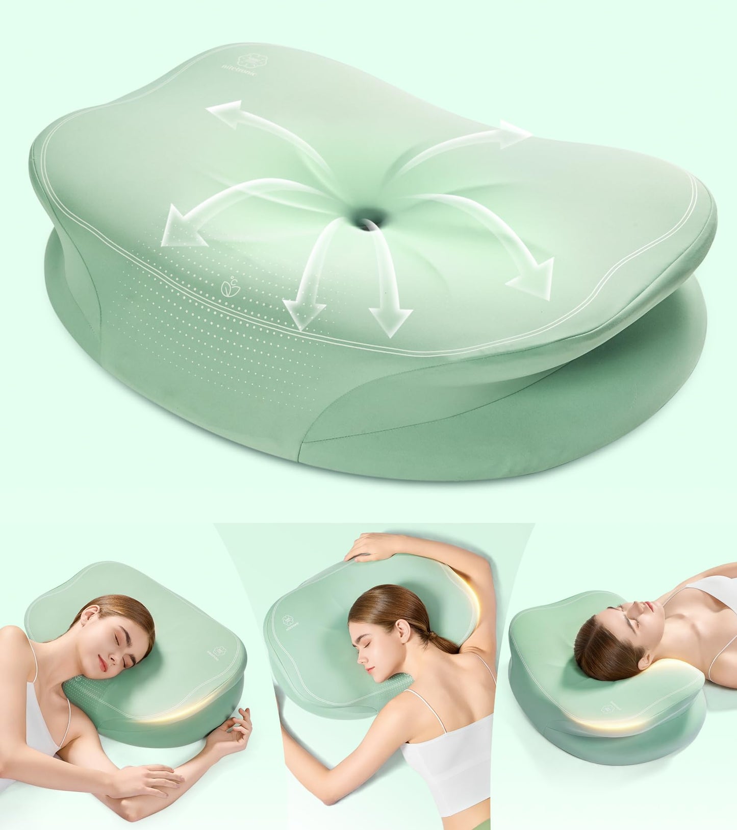Cervical Neck Pillow for Pain Relief, Ergonomic Memory Foam Pillows for Side, Back, Stomach Sleepers, Lotus Contour Cervical Pillow with Breathable Pillowcase, Adjustable Neck Pillows Without Heat