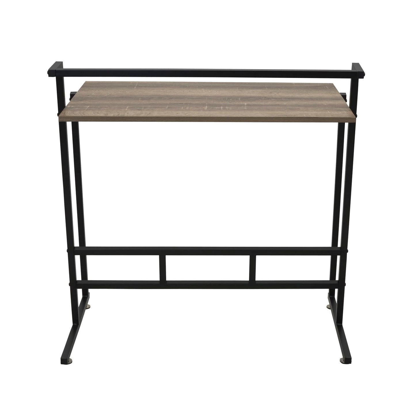 Household Essentials Jamestown Small Office Desk Ashwood Rustic Wood Grain and Black Metal