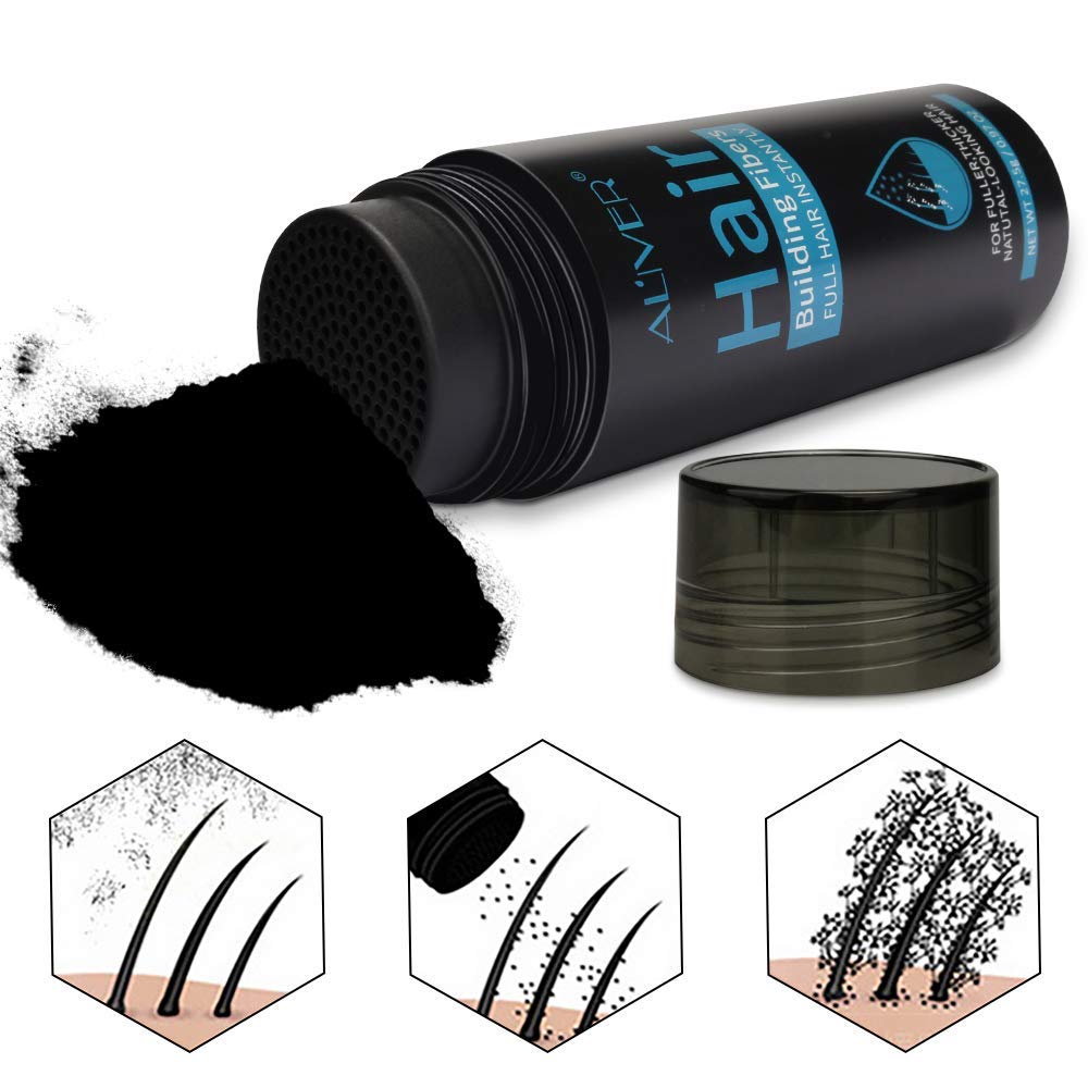 Aliver Hair Fibers for Thinning Hair Medium Brown - Undetectable Natural Formula - Thicker Fuller Hair in 15 Seconds - Conceals Hair Loss & Look Younger - Designed for Men & Women,0.97Oz