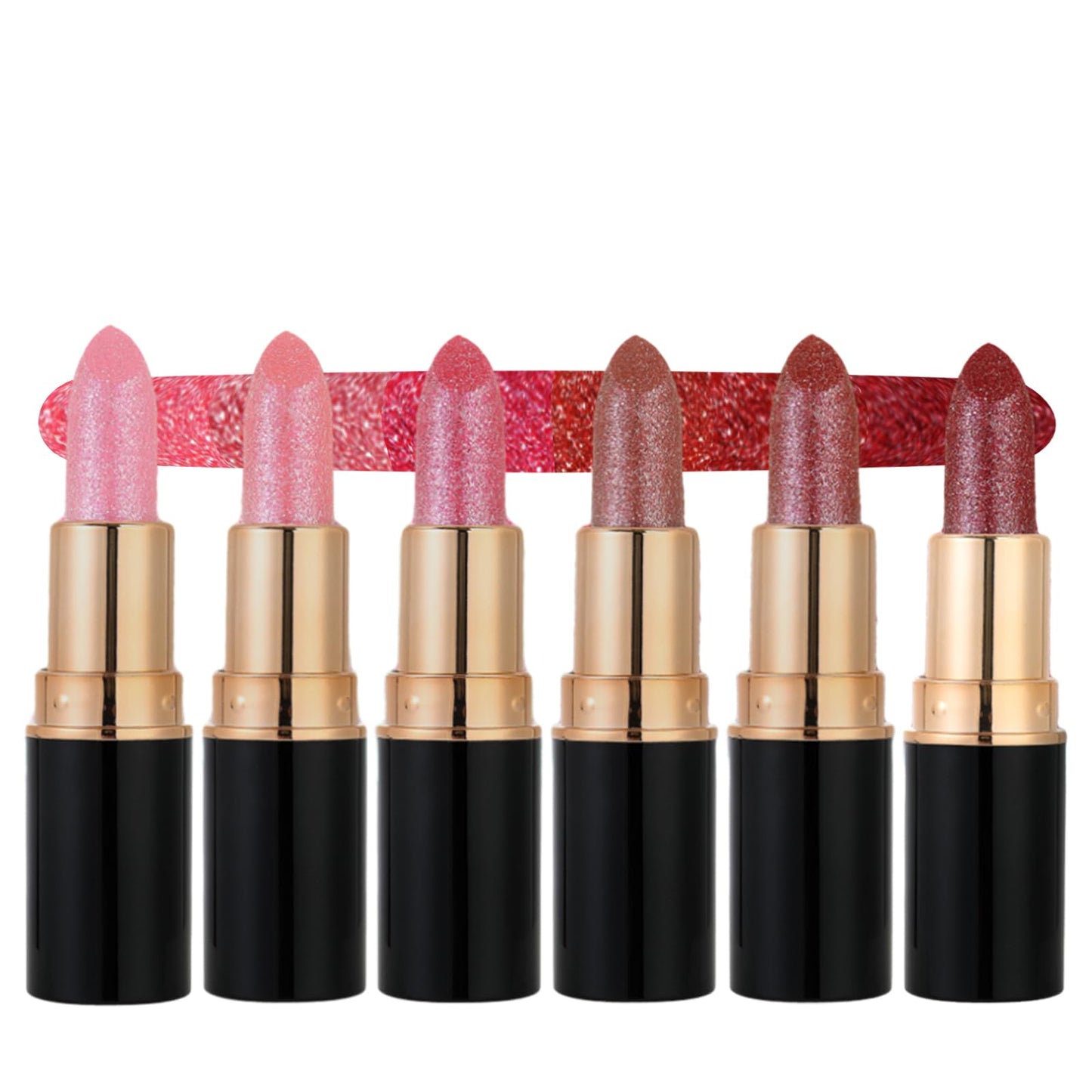6 Pcs/Set Diamond Glitter Matte Lipstick, Metallic Pearlescent Lip Glaze, 6-Color Long Lasting Moisturizing Lip Gloss Set With Leaf Poem Glitter, Shimmering Lip Stick Waterproof Idea for Women Party