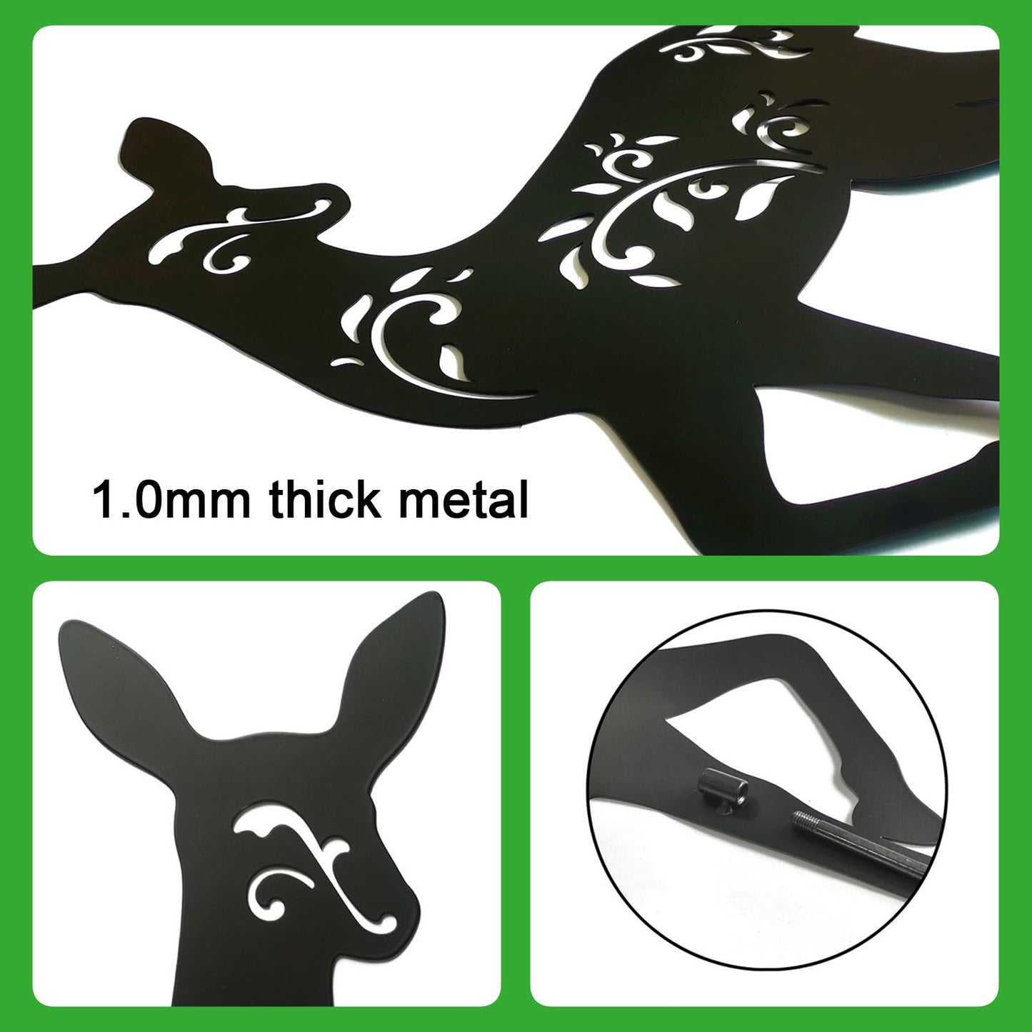 Hokfirm Outdoor Deer Stakes, Set of 3 Metal Deer Garden Decor for Outside,Black Silhouette Yard Art(Deer Black)