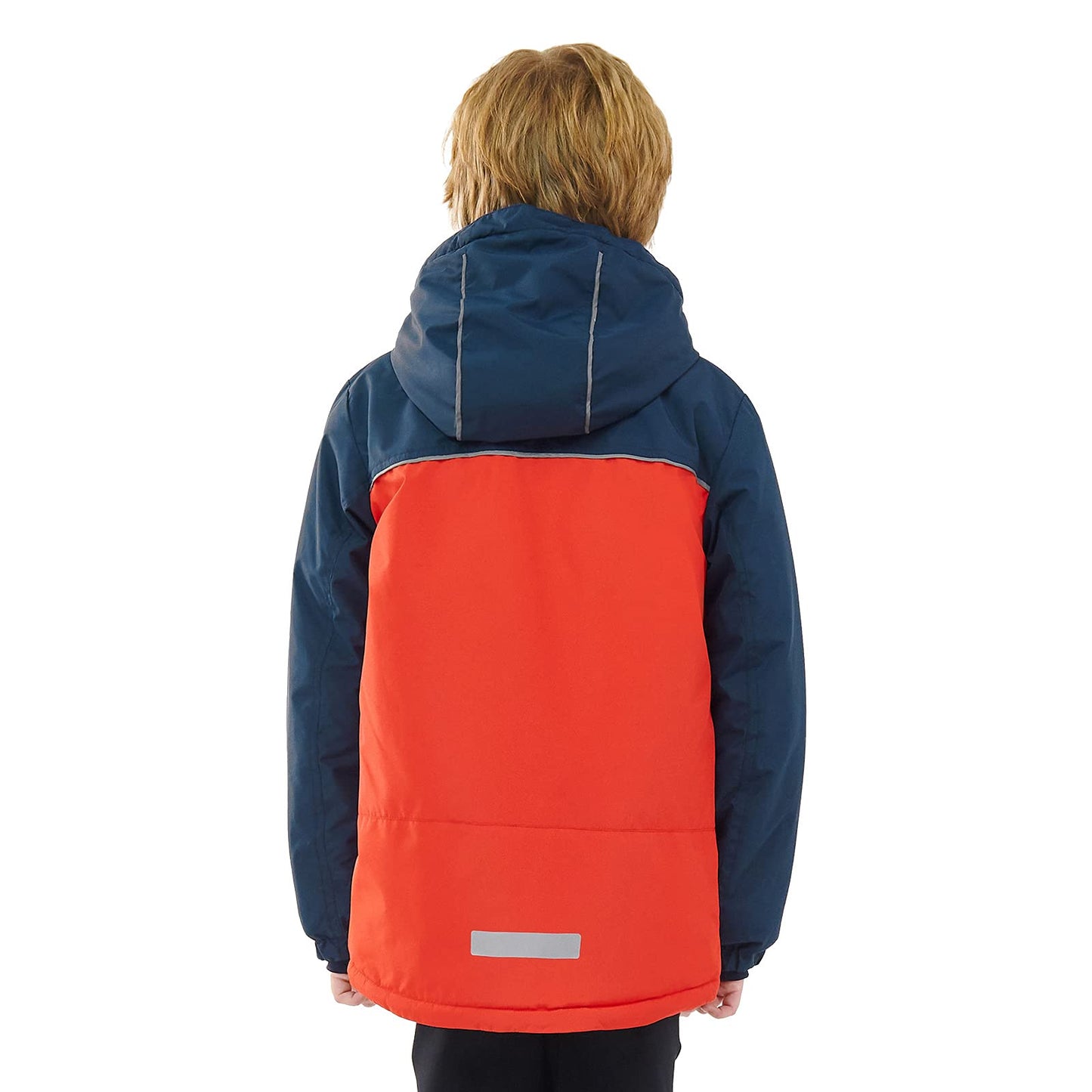 PAMLULU Boys Winter Coats Waterproof Breathable Snowboarding Ski Jackets Fleece Lined Hooded Rain Coat for Kids (5-6Y,Navy/Red)