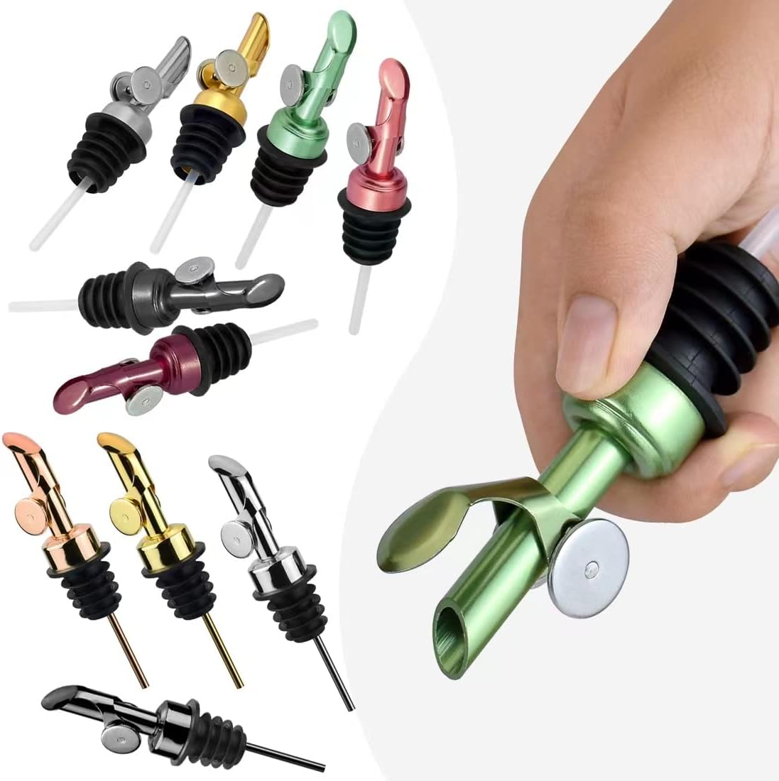MEETSWEET Olive oil dispenser nozzle, pouring nozzle, 304 stainless steel automatic opening and closing nozzle, suitable for olive oil, vinegar, wine, and other liquid bottles (304 silver)…