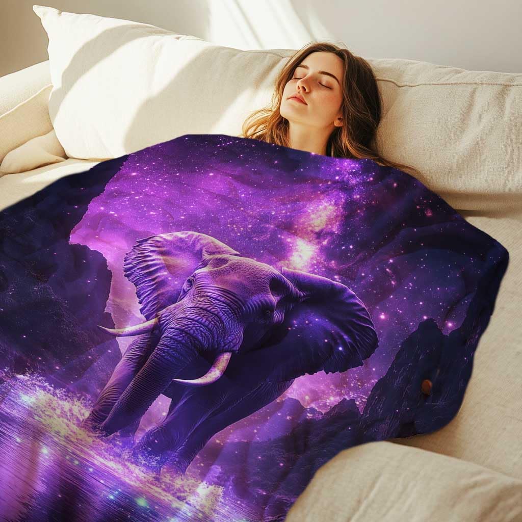 FexNuvko Elephant Throw Blanket, Elephant Gift for Women Men, Fleece Purple Print Pattern, Soft Plush Lightweight for Couch, Sofa, Bed and Living Room Decor, 50x60 inches