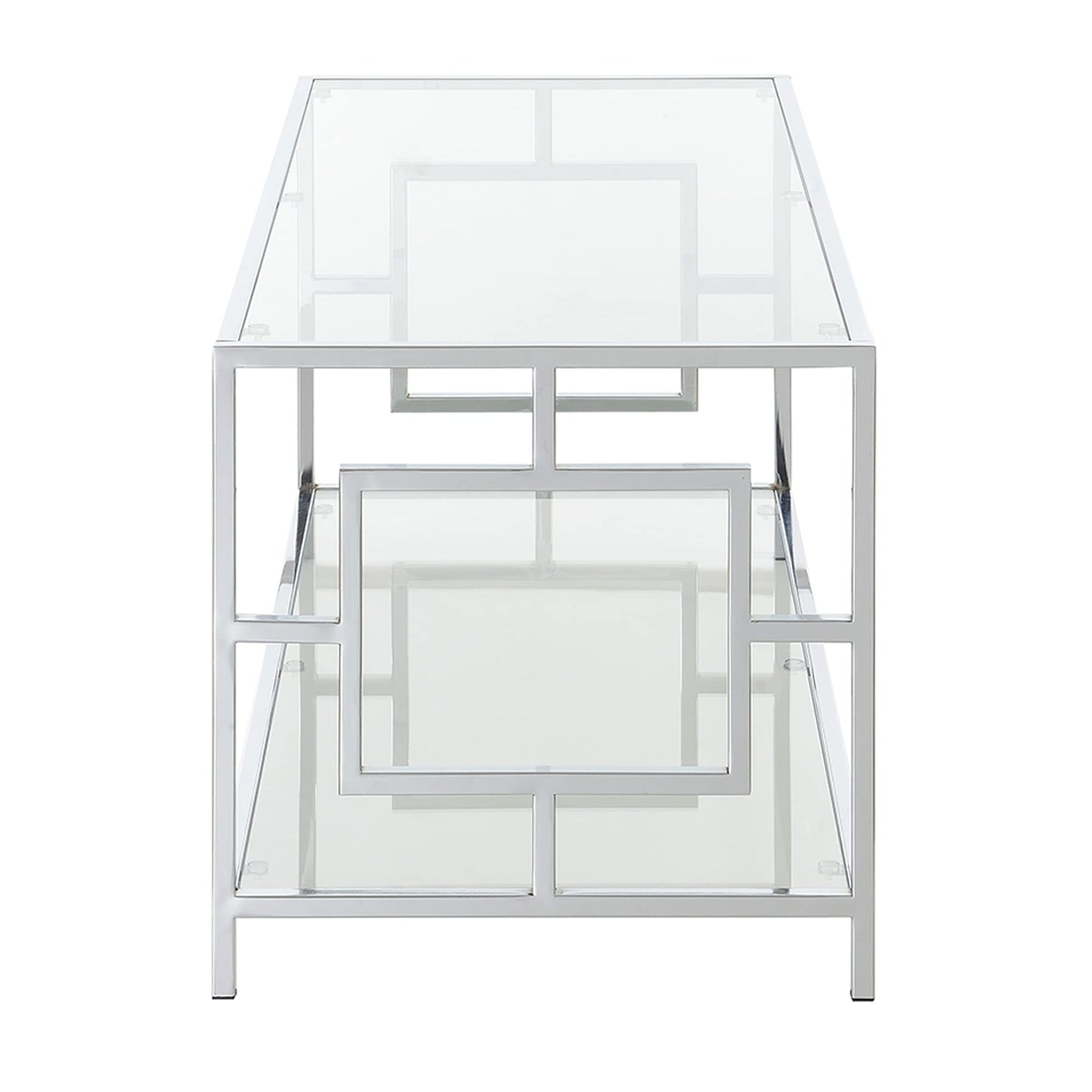 Convenience Concepts Town Square Coffee Contemporary Modern Table with Storage Shelf for Living Room, 42", Glass/Chrome