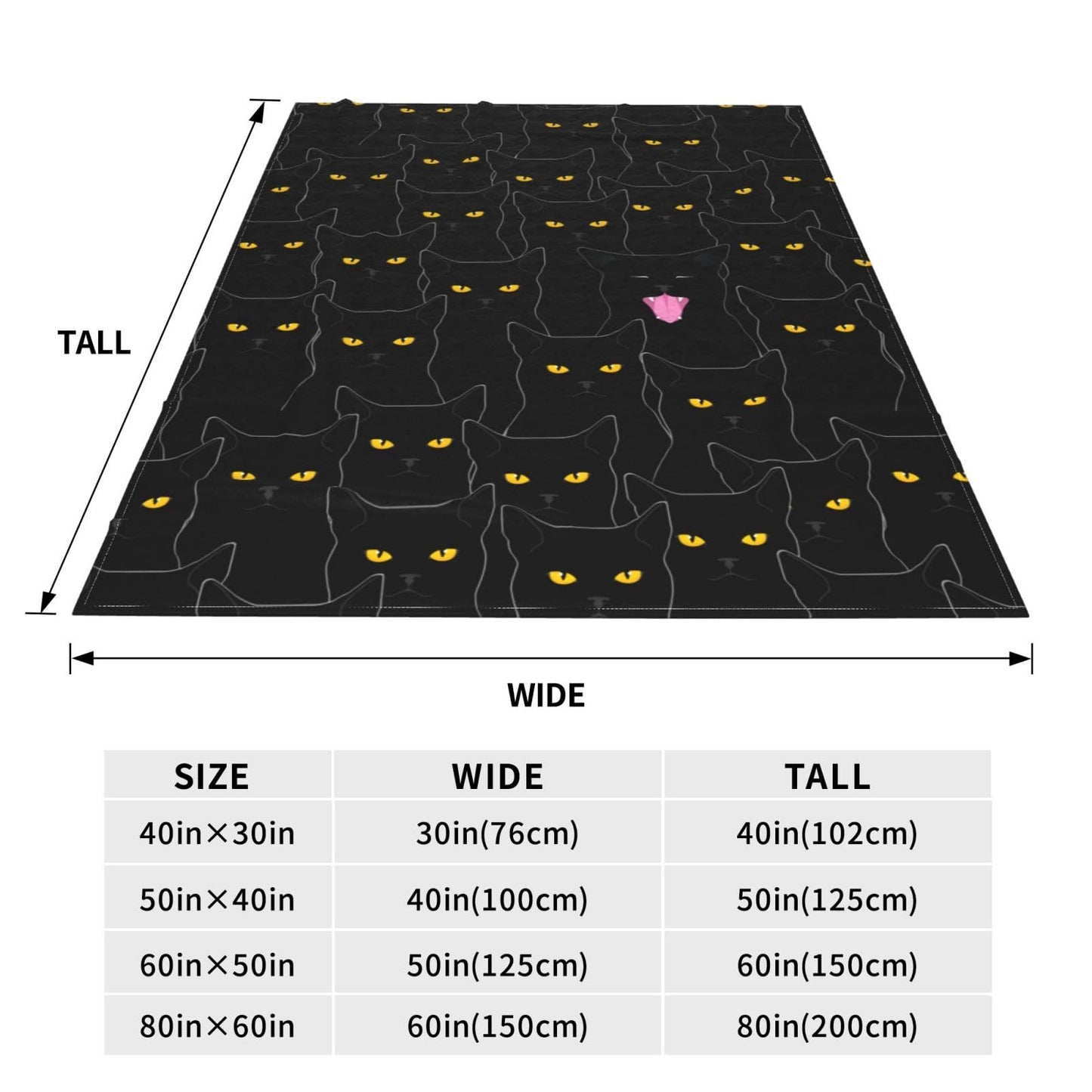 Black Cat Fleece Throw Blanket Soft Flannel Plush Lightweight Warm Cozy Blanket for Men Women Couch Bed Sofa Travel 80"x60"