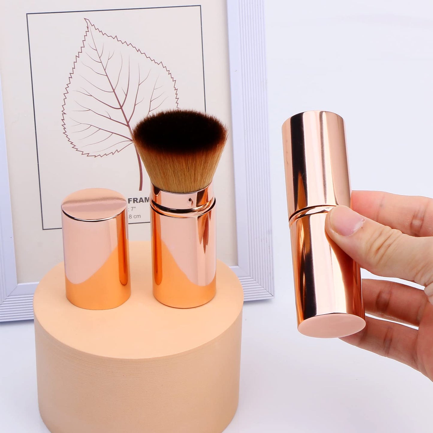 UNIMEIX Makeup Brush Sunscreen Applicator Brush Retractable Kabuki Blush Brush Foundation Brush for Liquid Makeup, Bronzer, Cream or Powder(Gold)