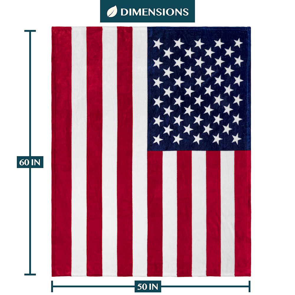 Pavilia Patriotic Blanket - American National Flag Throw Blanket for Sofa Couch Bed, Soft Microfiber Fleece Reversible, USA Military Veteran July 4th Gift - 50 x 60 Inches