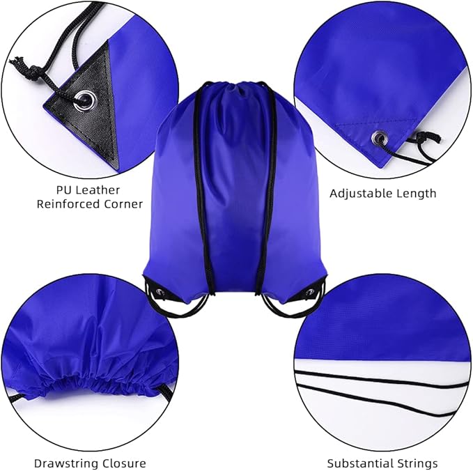 GoodtoU Drawstring Backpacks, Bags Bulk Nylon Backpack Draw String Back Bag Cinch Sack Gym Bag for Sport, Traveling, Team (Blue, 20Pcs)