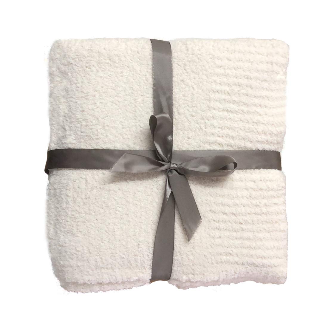 Knit Throw Blanket Super Soft Warm Blanket for Couch Lightweight Fluffy Blanket for Bed Sofa 50x60 Inches Cream