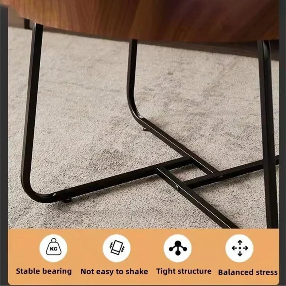 Nesting Coffee Table Set of 2, Round Center Table with Non Slip Feet Side,End Tables with Wood Grain Top for Living Room Office Wood Grain Brown,28 * 18in&20 * 15in