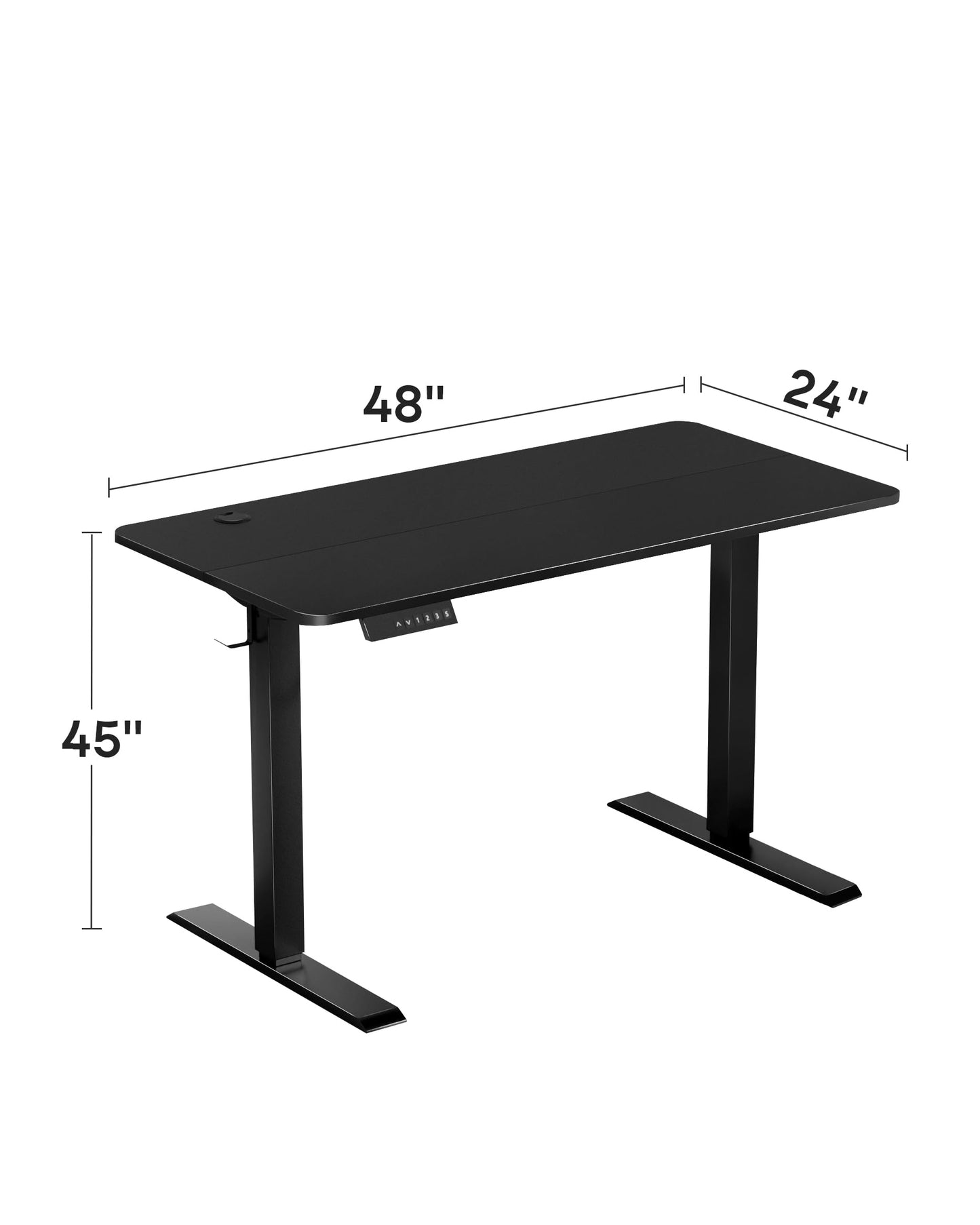 VECELO Electric Standing Desk Adjustable Height, 48 x 24 Inch Computer Desk with Headphone Hook, Memory Preset Gaming Desk, Dual-Motor, Easy Assemble for Home, Office, Black