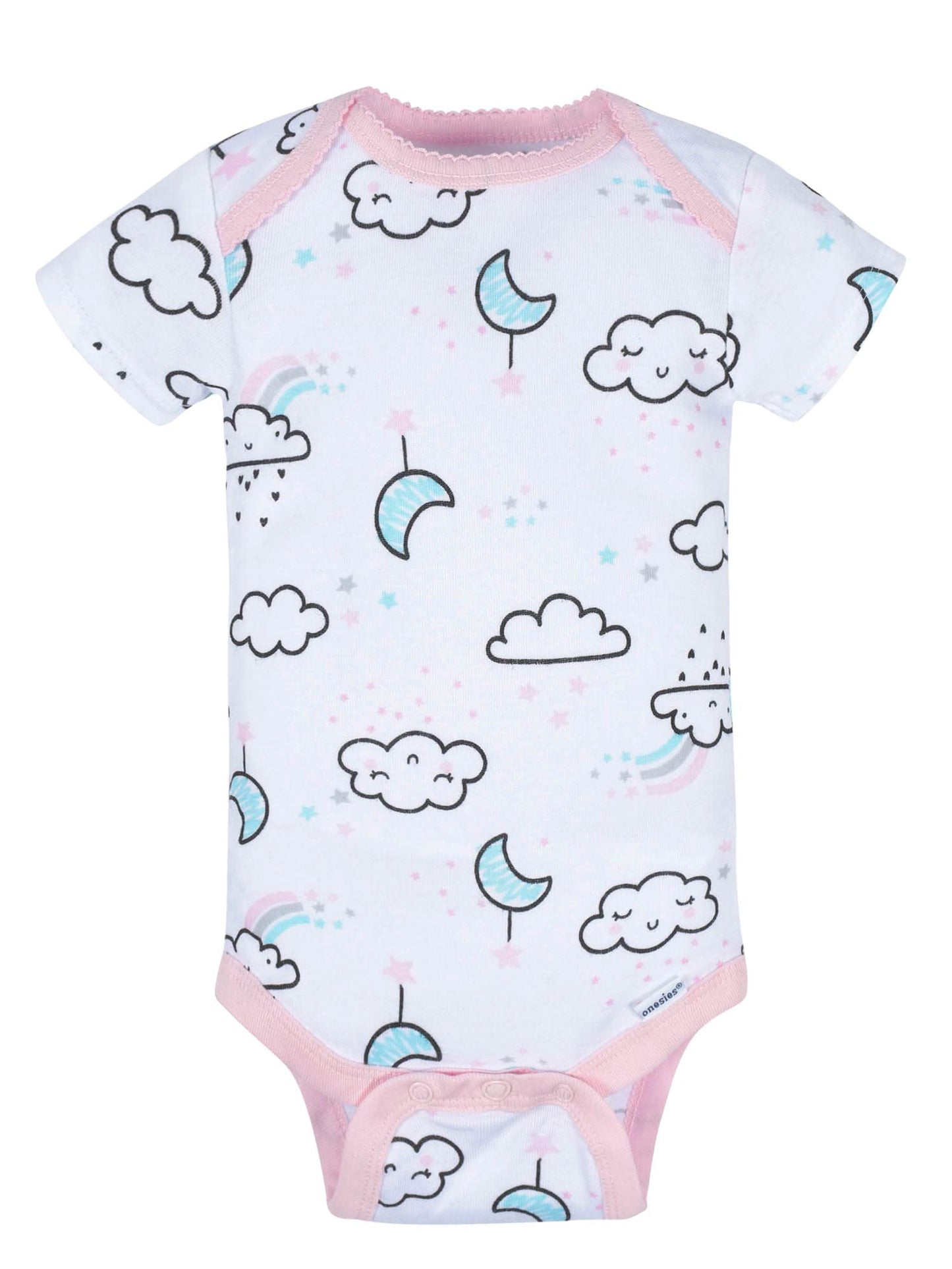 Gerber Baby Girl's 8-Pack Short Sleeve Onesies Bodysuits, Clouds, 3-6 Months