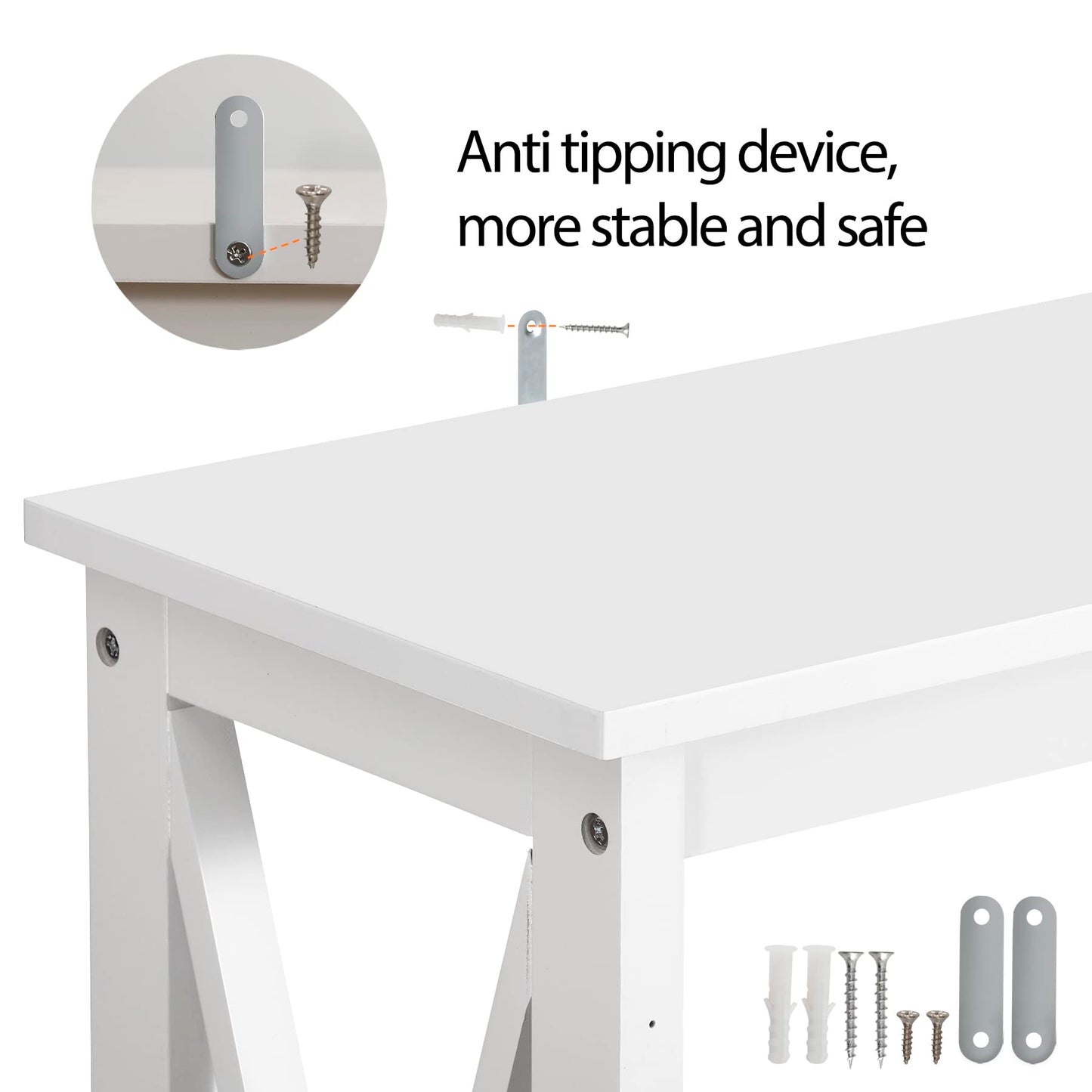 ZENY Console Table, Entryway Table, Narrow Sofa Table with 2-Tier Shelves, Entrance Table for Living Room, Entryway, Hallway, Foyer (White)