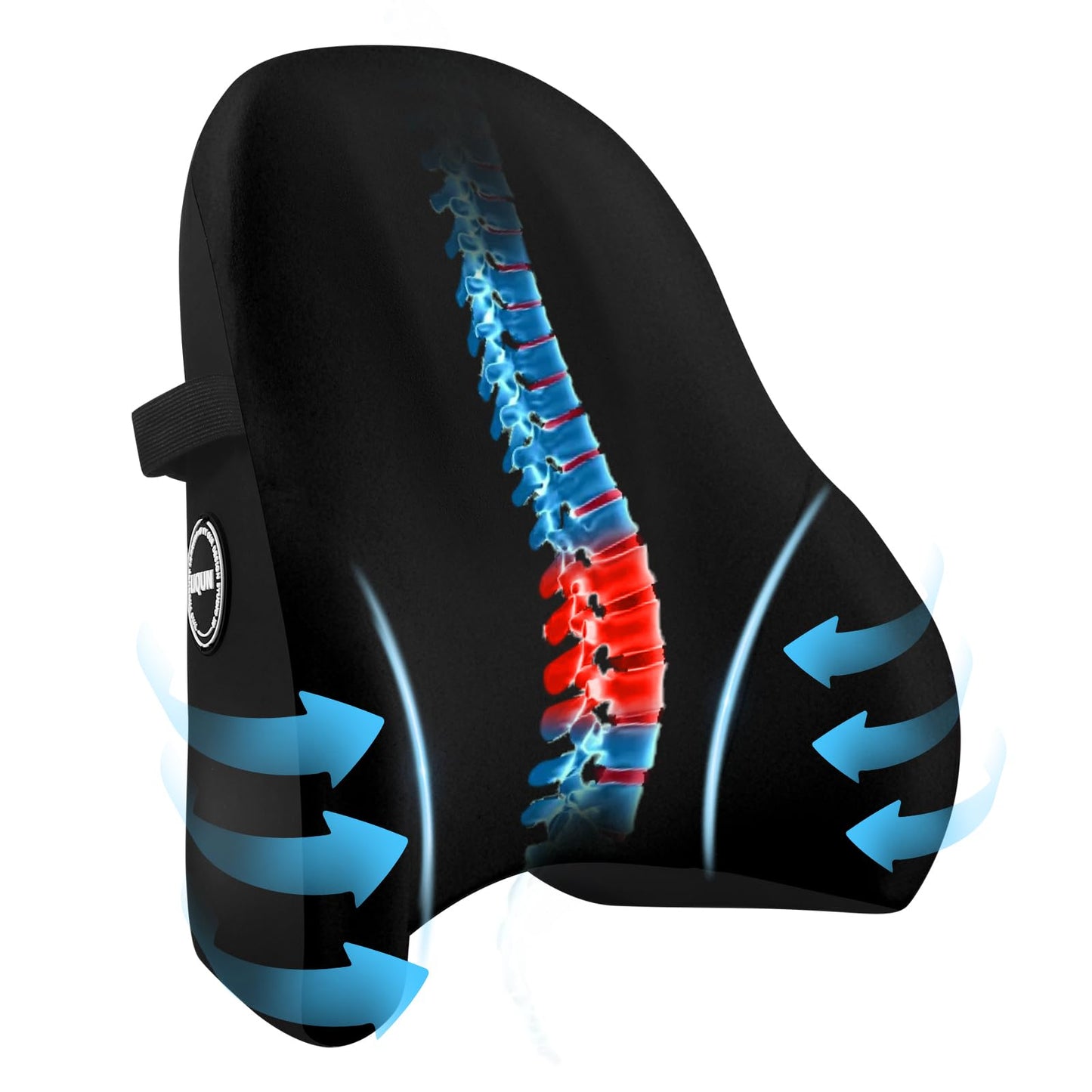 Memory Foam Seat Waist Pillow, for Office Chair, Car, Game Chair Lower Back Pain Relief and Improve Posture Lumbar Support Pillow, (Black)