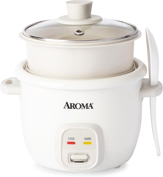 AROMA® CoreCoat Rice Cooker with Pop-Up Food Steaming Basket (4 Cups Cooked, 2 Cups Uncooked, 1 Qt)