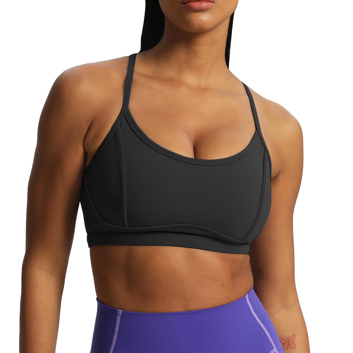 Aoxjox Women's Workout Sports Bras Fitness Training Gym Lexi Lined Bra Yoga Crop Tank (Black, X-Small)
