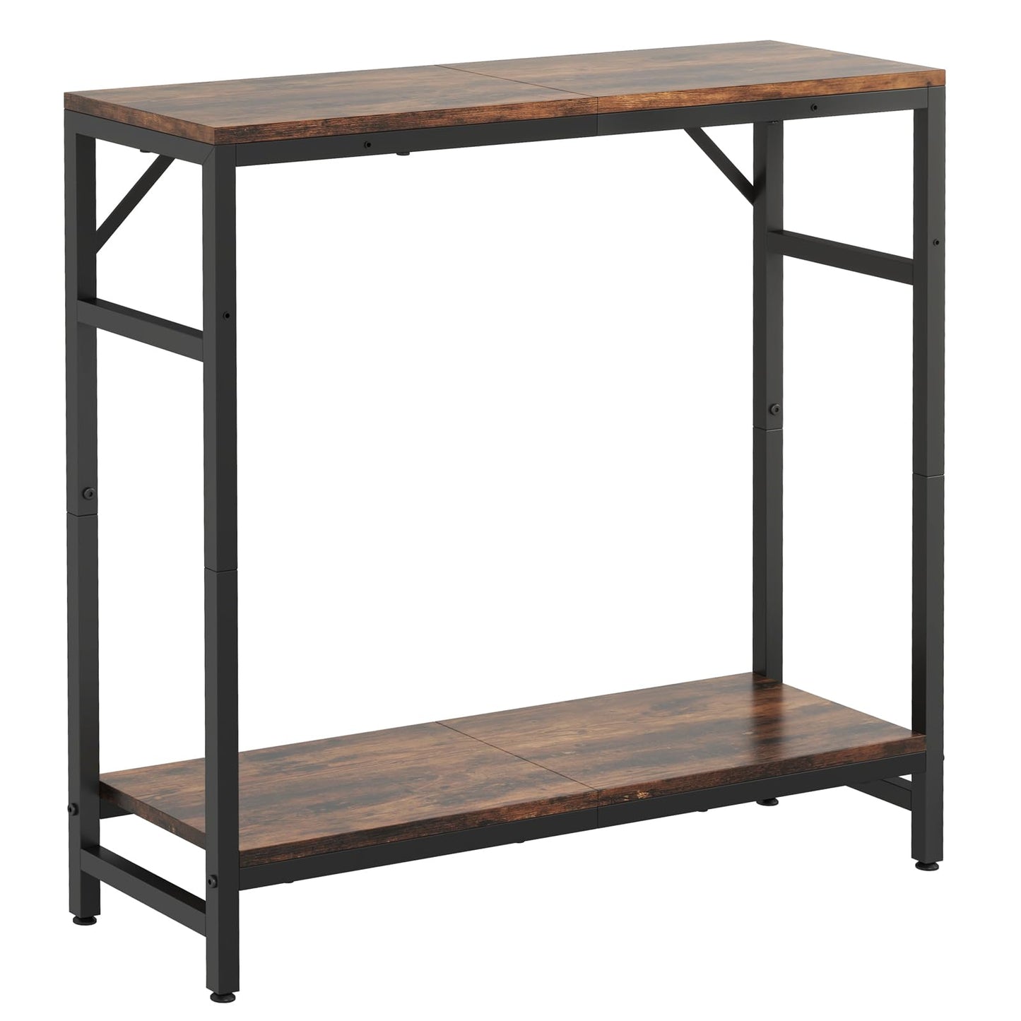 Livofloral Narrow Console Table, Small Entryway Table with 2 Support Bar, 2 Tier Sofa Table, 29.5" Thin Couch Table, Display Table, Side Table for Living Room, Hallway, Bedroom, Rustic Brown